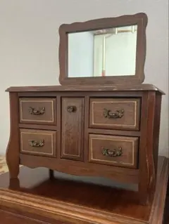 【希少レトロ】木製 ジュエリーボックス リング差し付 中身色マスタード