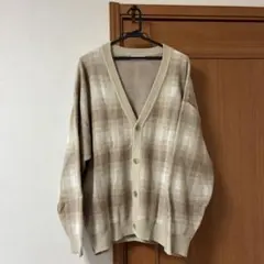 WEGO ベージュ チェック柄 カーディガン M
