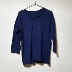 RAGEBLUE 長袖Vネックカットソー L 紺色 上品カジュアル