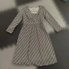 ♡春夏〜manics 胸元カシュクール長袖ひざ丈ワンピース♡