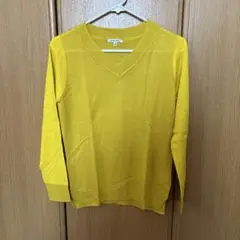 GLOBAL WORK イエロー Vネック ニット M