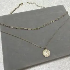 【未使用に近い】ネックレス ２連ネックレス コインネックレス
