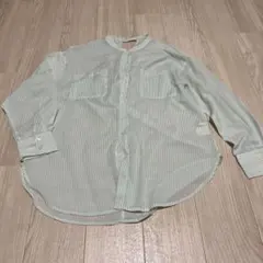 ストライプ柄 バックリボン 長袖シャツ