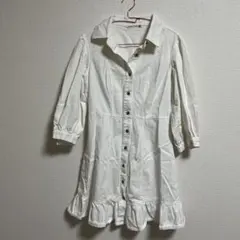 given kale 【 S 】フリル シャツワンピース 七分袖 春夏