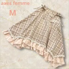 アクシーズファム スカート フレア 膝丈 M レース フリル リボン ガーリー