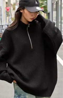 オーバーサイズ ハイネックセーター 黒
