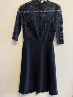 ICHIE ストロベリーフィールズ　ドレス　レース　花柄　ドッキング　ネイビー