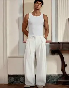 ホワイト ワイドパンツ スラックス