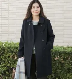 アーバンリサーチdoorsネイビー ウール混紡 ダブルブレストコート