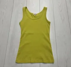 リブ編み ライムグリーンタンクトップ Lサイズ　タンクトップ