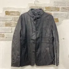 本革　羊革　レアデザイン　黒レザージャケット　L