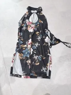 ジ*帳様 フラワープリント ハイネックチャイナドレス