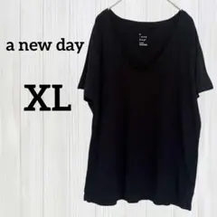 a new day【XL】ブラック Tシャツ 半袖 カットソー シンプル 無地
