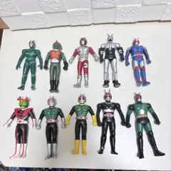 【当時物】仮面ライダー ソフビ 10体 昭和ライダー BANDAI 17cm