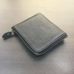 【大人気！】L字型ファスナーの財布 本革 シボ加工 ブラック 黒