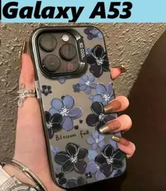 Galaxy A53 ブルーフラワー花柄ケース　Galaxyケース