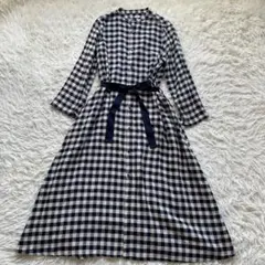 ブルーレーベルクレストブリッジ バンドカラー 長袖 ロング シャツワンピース36 ブルーレーベルクレストブリッジ チェックドビーシャツワンピース