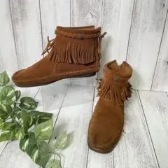 MINNETONKA ミネトンカ フリンジブーツ 編み込みベルト 24cm