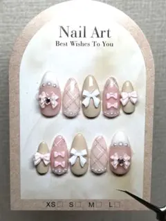 現品セール】ネイルチップ♡ピンク ホワイト 量産型地雷韓国ワンホン