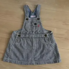 ストライプ ジャンバースカート M 80-90 ミキハウス