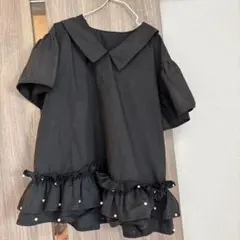 la gemme ラジエム トップス フレアシルエット フリル ブラック　パールのサムネイル