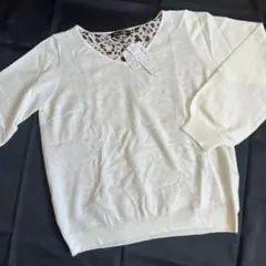 ‼️値下げ‼️【新品未使用】 白 ヒョウ柄 薄手ニット