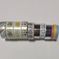 多色花柄ストライプマスキングテープ8個セット
