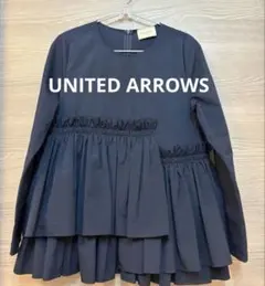 美品UNITEDARROWS ティアードギャザーロングスリーブブラウスネイビーのサムネイル