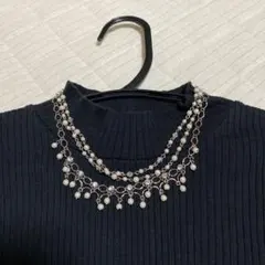 パール風ネックレス、クリスタルビーズネックレス
