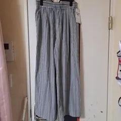 ストライプ柄 イージーワイドパンツ