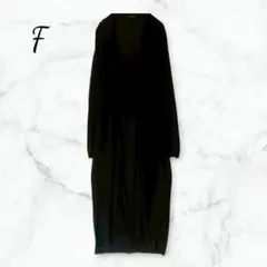 リエンダ ブラック ロングカーディガン F 両サイドポケット付き