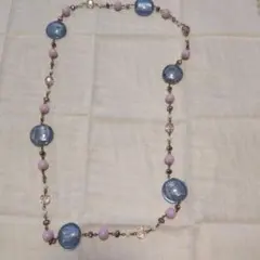 青とピンクのビーズ ネックレス