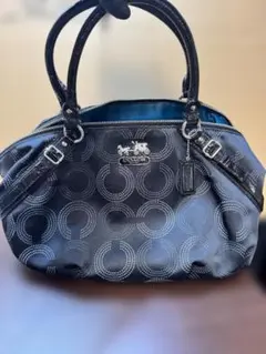 COACH ブラック ドットパターン ショルダーバッグ