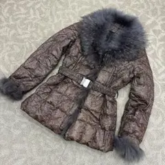 美品 ダウンコート ダウンジャケットリアルファー ラクーン M ブラウン