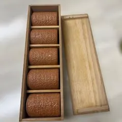 志野焼 ぐい呑・湯呑 5客セット 木箱入り 陶器 - メルカリ