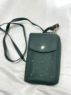 【美品】grove 多機能 ショルダーバッグ グリーン　財布　スマホホルダー