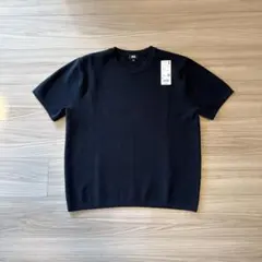 25ss UNIQLO ウォッシャブルミラノリブニットTシャツ　09ブラック