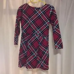 赤と黒のチェック柄長袖ワンピース 100cm~