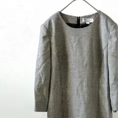RIFANNE ロングワンピース 七分袖 毛100% シンプル 裏地付き 大きめ