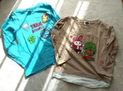 茶　青 2枚組 Tシャツ 130 まいぜん アベンジャーズ キャラクター　長袖