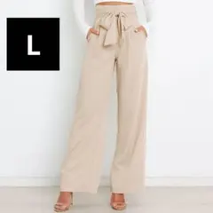 ハイウエスト パンツ ワイドパンツ ベージュ ロングパンツ 春夏　新品