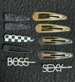 ヘアピン10個セット キラキラ ラメ ラインストーン