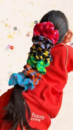 存在感抜群｜カラフル手編みボリュームシュシュ｜一点物