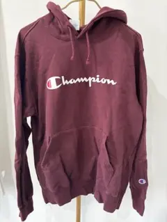 Champion バーガンディ フード付きパーカー X-LARGE