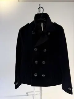 ウールコート 襟ボタン