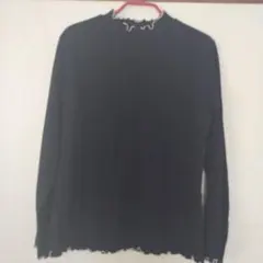 フリルネック ブラック 長袖 トップス