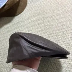 ブラウンレザー ハンチング帽