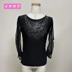 7232☆M 黒 ラインストーン トップス 社交ダンス - メルカリ