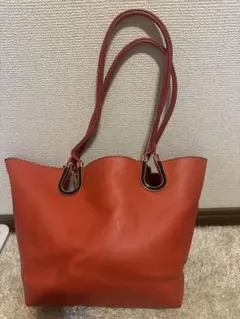 オレンジ トートバッグ ダブルハンドル