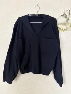 UNIQLO Ｃ　リラックスフーデッドセーター　ネイビーＬ
